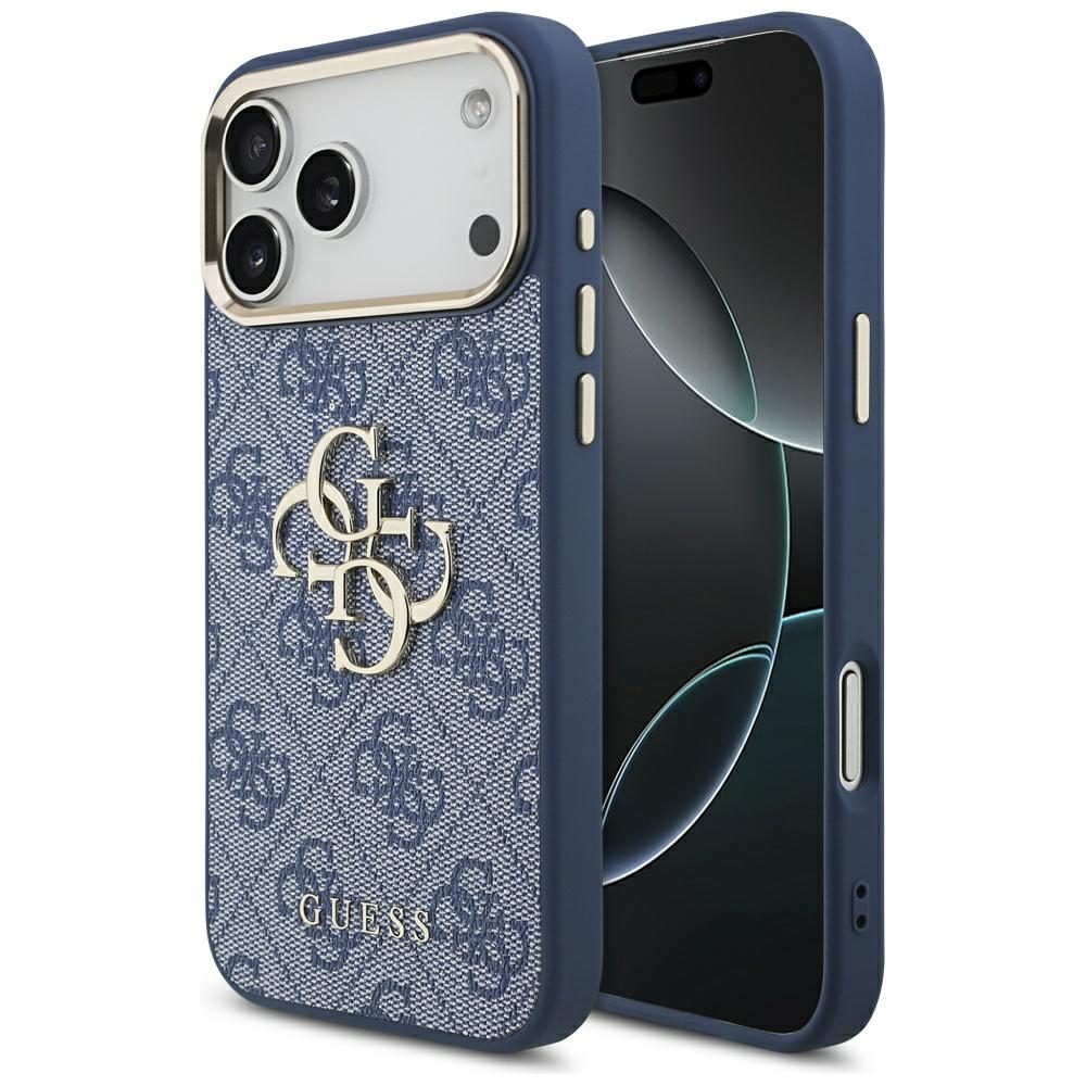 200708_1 Guess 4G Big 4G Classic Logo Case for iPhone 17 Pro Max - Blue and Goldeng