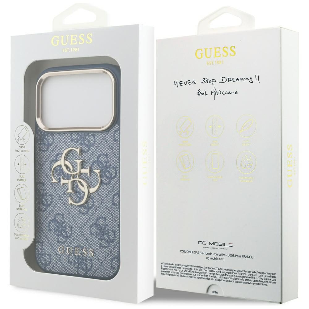 Guess 4G Big 4G Classic Logo Case for iPhone 17 Pro - Blue and Goldeng