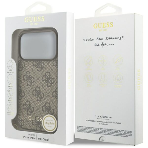 Guess 4G Charms Collection MagSafe case for iPhone 17 Pro - browneng