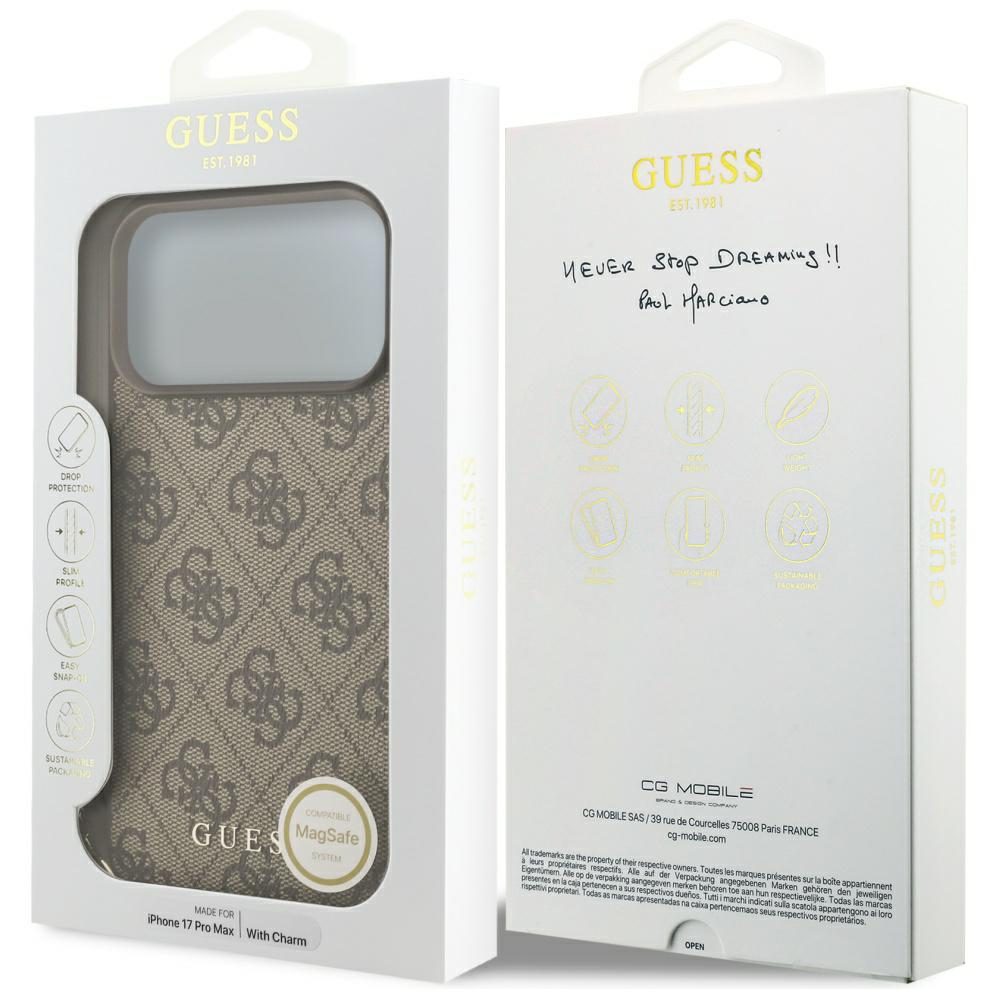 Guess 4G Charms Collection MagSafe case for iPhone 17 Pro Max - browneng