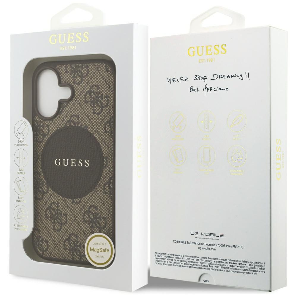 Guess 4G Circle Classic Logo MagSafe case for iPhone 17 - browneng