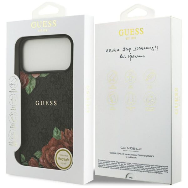 Guess 4G Flowers Print MagSafe case for iPhone 17 Pro - blackeng