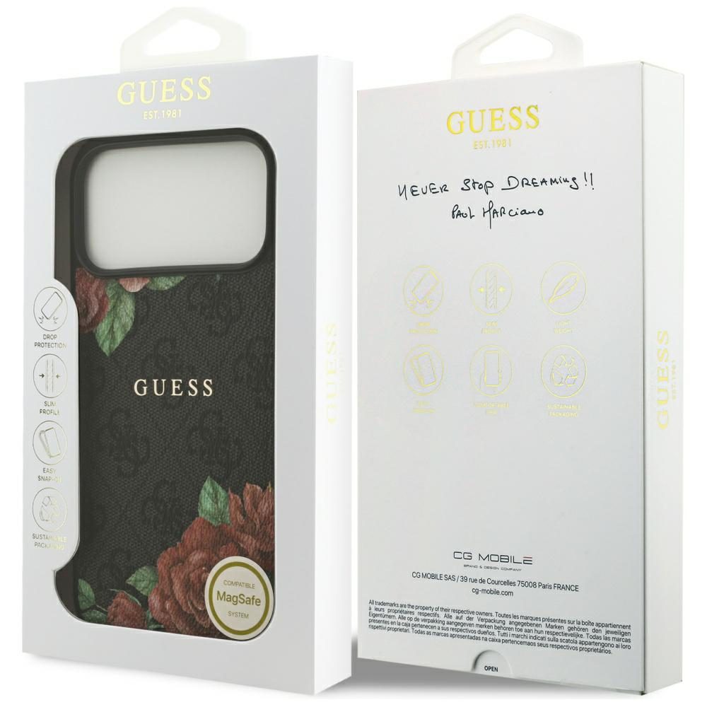 Guess 4G Flowers Print MagSafe case for iPhone 17 Pro - blackeng