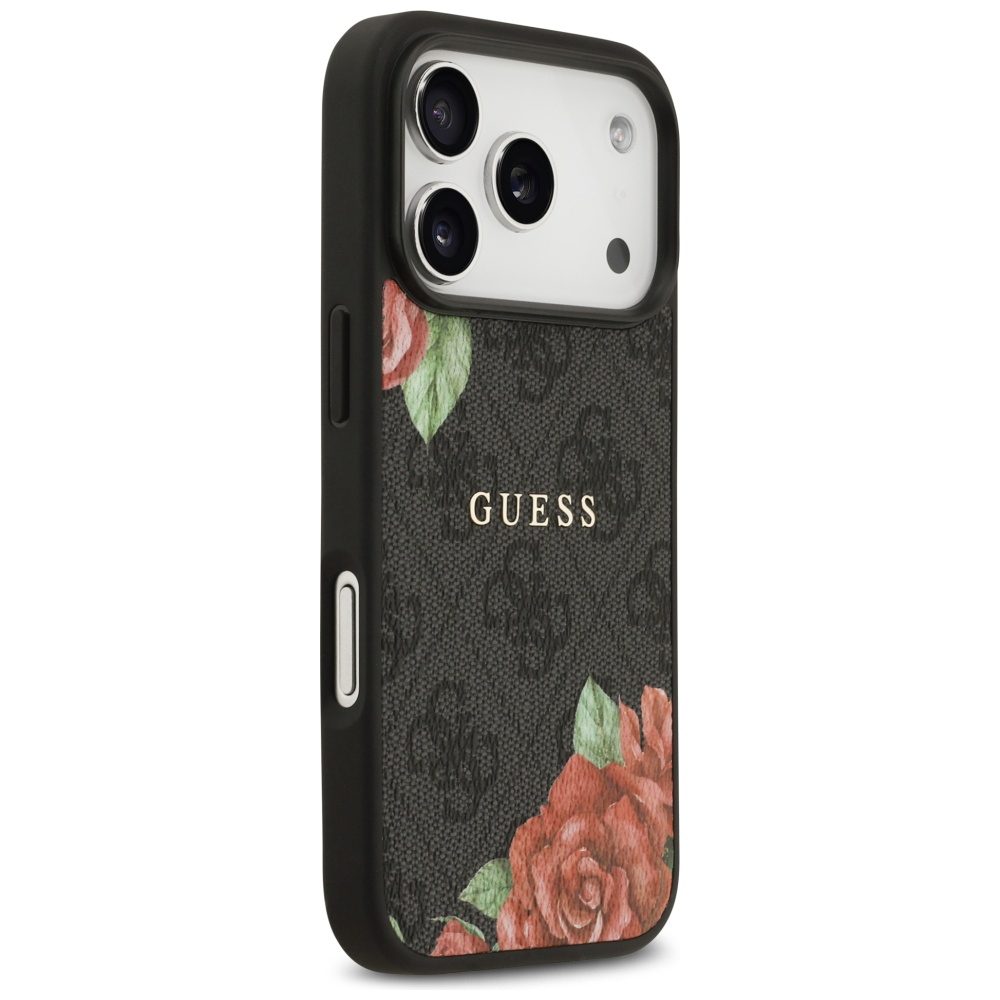 200744_4 Guess 4G Flowers Print MagSafe case for iPhone 17 Pro Max - blackeng
