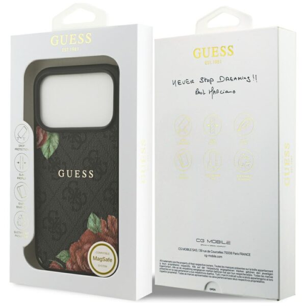 200744_8 Guess 4G Flowers Print MagSafe case for iPhone 17 Pro Max - blackeng