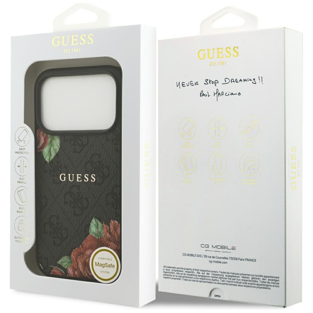 200744_8 Guess 4G Flowers Print MagSafe case for iPhone 17 Pro Max - blackeng