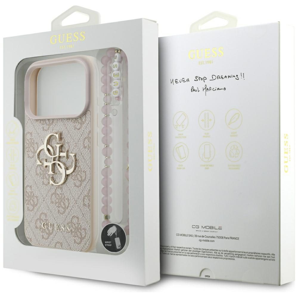 Guess 4G Strap 4G Classic Logo Case for iPhone 17 Pro - Pinkeng