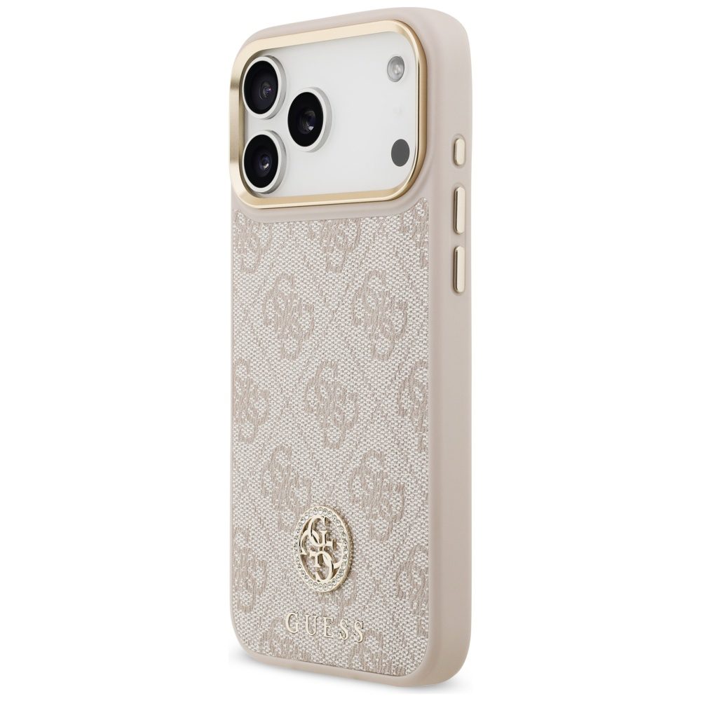 200763_2 Guess 4G Strass Logo & Big Strap Metal Buttons MagSafe Case for iPhone 17 Pro Max - Pinkeng