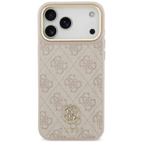200763_3 Guess 4G Strass Logo & Big Strap Metal Buttons MagSafe Case for iPhone 17 Pro Max - Pinkeng