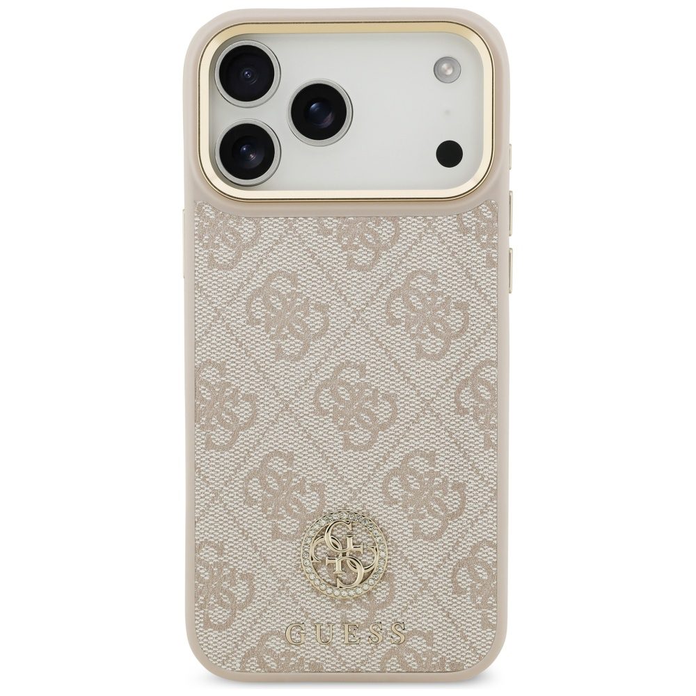 200763_3 Guess 4G Strass Logo & Big Strap Metal Buttons MagSafe Case for iPhone 17 Pro Max - Pinkeng
