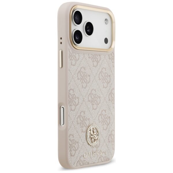 200763_4 Guess 4G Strass Logo & Big Strap Metal Buttons MagSafe Case for iPhone 17 Pro Max - Pinkeng