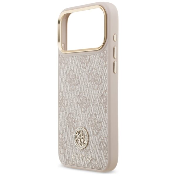 200763_6 Guess 4G Strass Logo & Big Strap Metal Buttons MagSafe Case for iPhone 17 Pro Max - Pinkeng