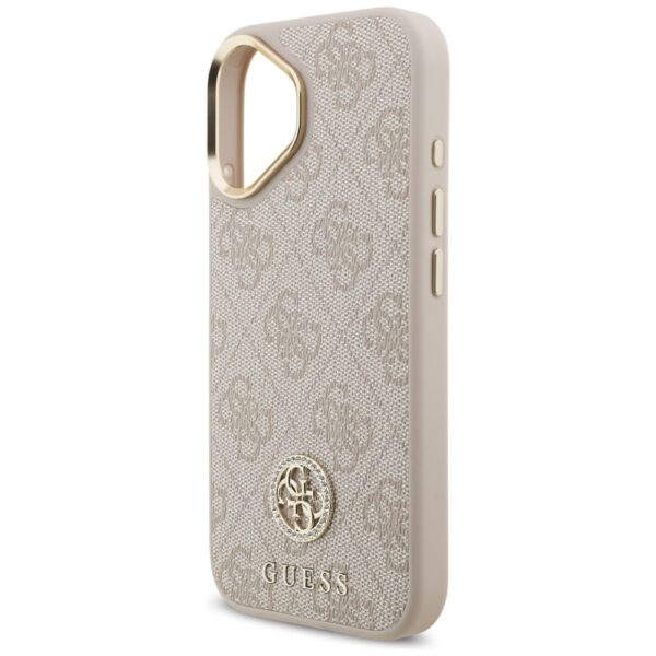 200765_6 Guess 4G Strass Logo & Big Strap Metal Buttons MagSafe Case for iPhone 17 - Pinkeng