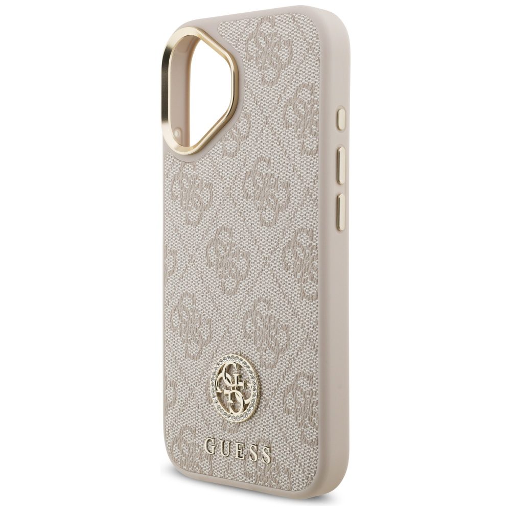 200765_6 Guess 4G Strass Logo & Big Strap Metal Buttons MagSafe Case for iPhone 17 - Pinkeng