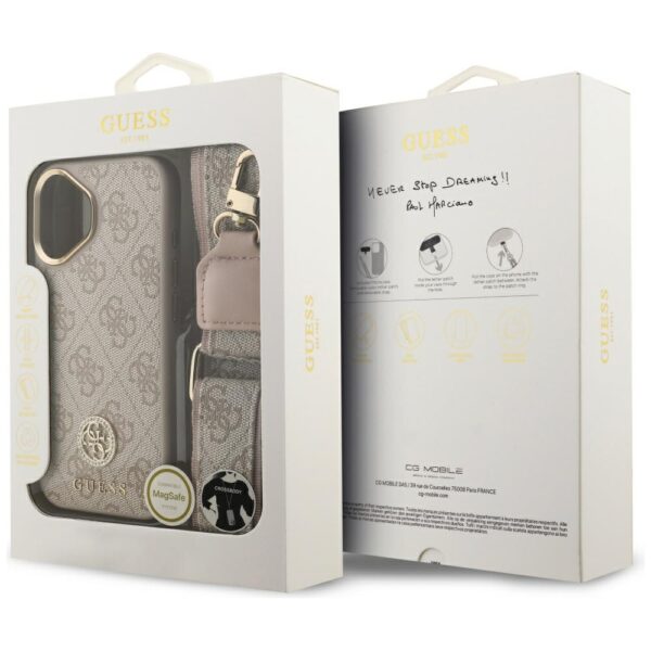 200765_9 Guess 4G Strass Logo & Big Strap Metal Buttons MagSafe Case for iPhone 17 - Pinkeng