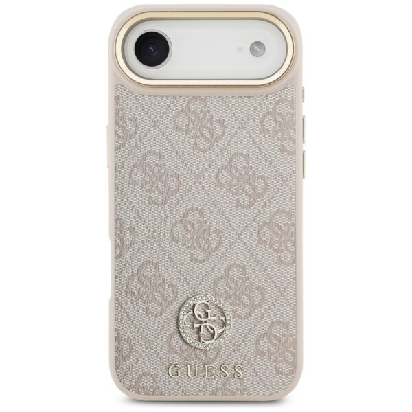 200766_3 Guess 4G Strass Logo & Big Strap Metal Buttons MagSafe Case for iPhone Air - Pinkeng