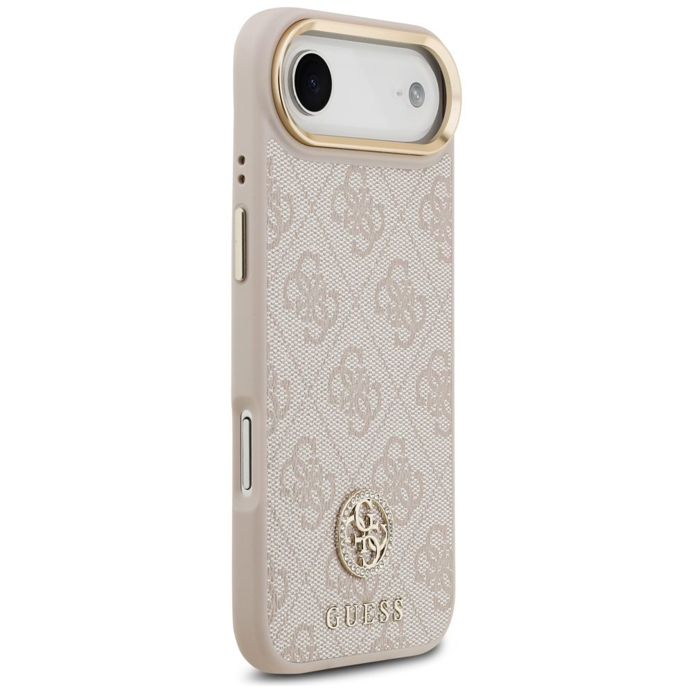 200766_4 Guess 4G Strass Logo & Big Strap Metal Buttons MagSafe Case for iPhone Air - Pinkeng