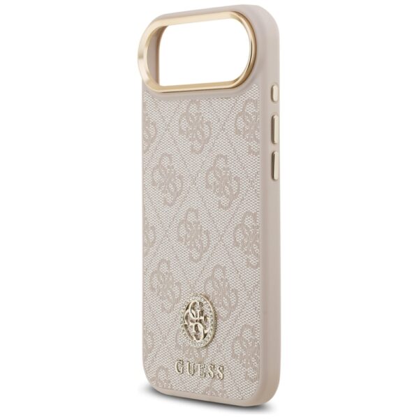 200766_6 Guess 4G Strass Logo & Big Strap Metal Buttons MagSafe Case for iPhone Air - Pinkeng