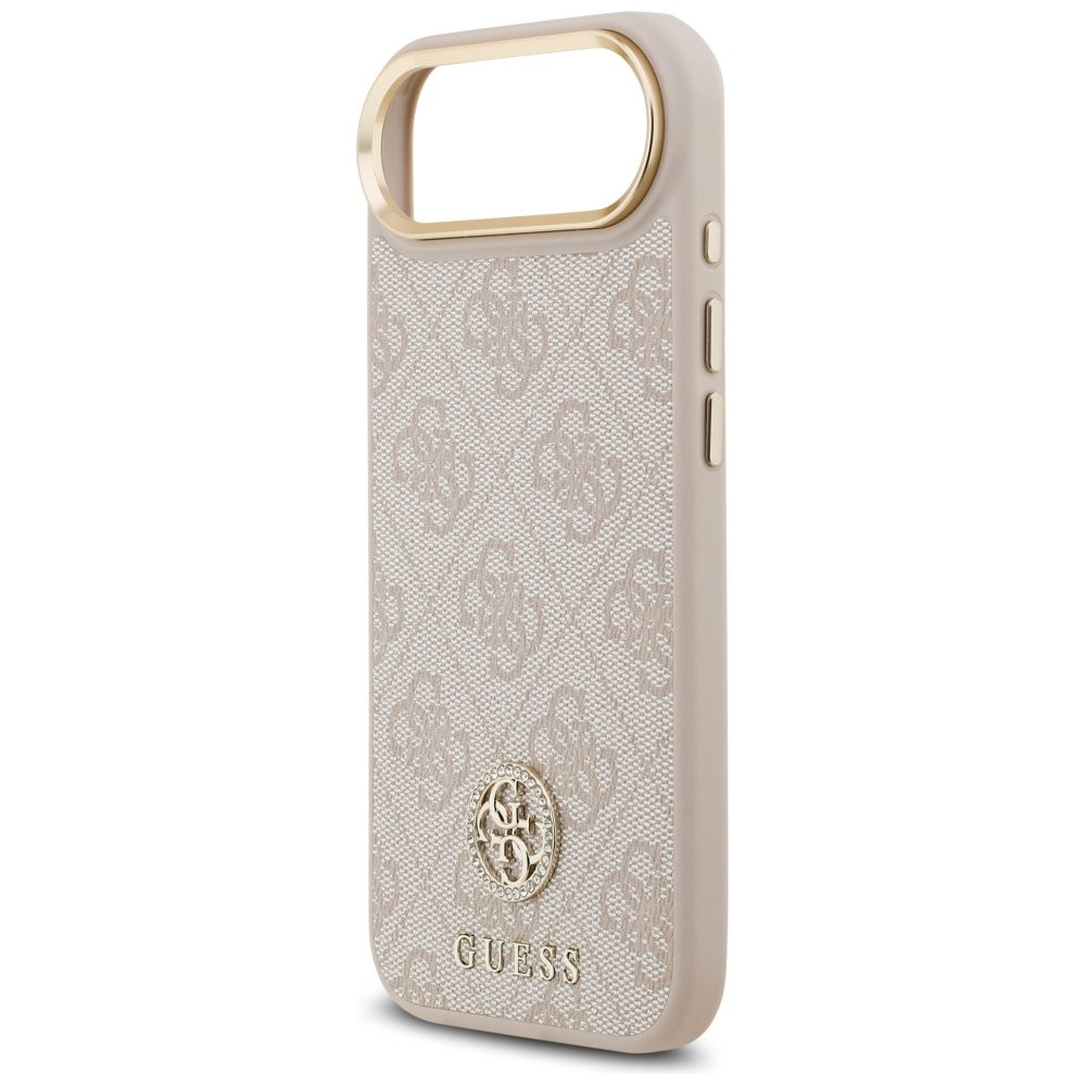 200766_6 Guess 4G Strass Logo & Big Strap Metal Buttons MagSafe Case for iPhone Air - Pinkeng