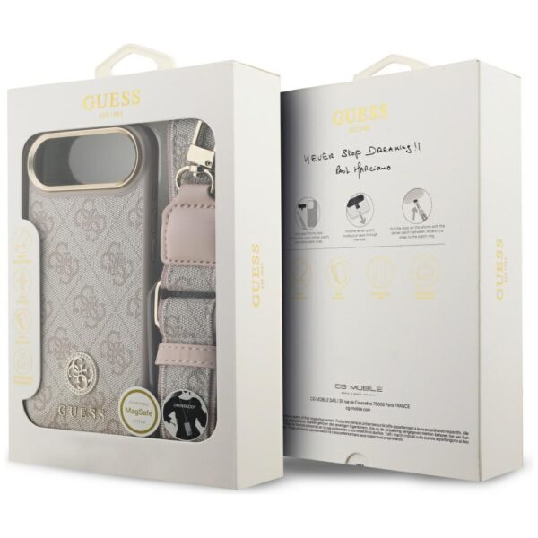 200766_9 Guess 4G Strass Logo & Big Strap Metal Buttons MagSafe Case for iPhone Air - Pinkeng