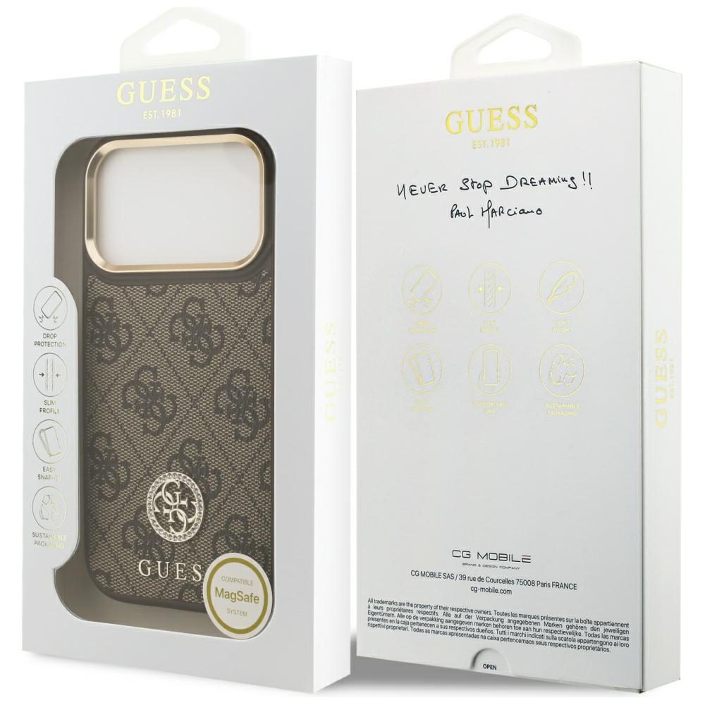 200769_8 Guess 4G Strass Logo MagSafe case for iPhone 17 Pro - browneng
