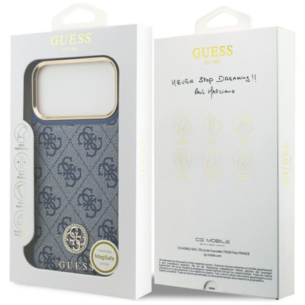 Guess 4G Strass Logo MagSafe Case for iPhone 17 Pro Max - Blueeng