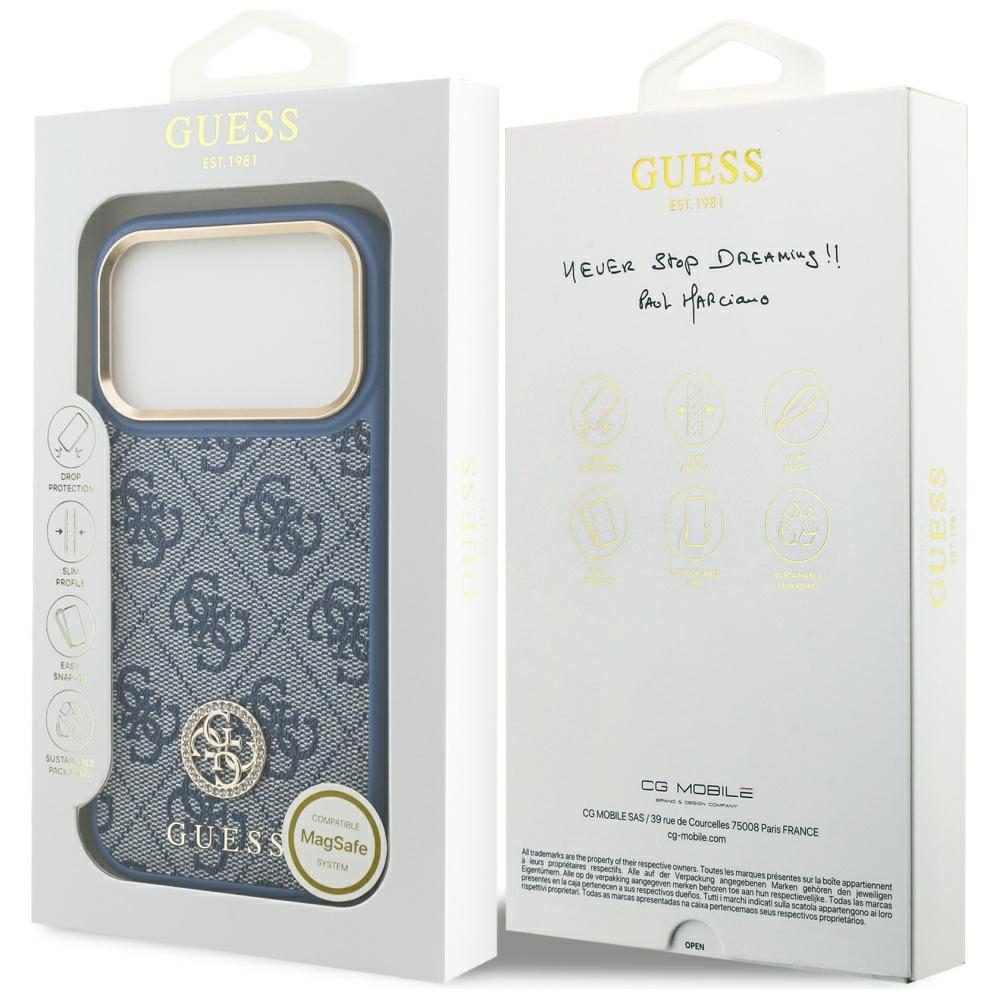 200775_8 Guess 4G Strass Logo MagSafe Case for iPhone 17 Pro - Blueeng