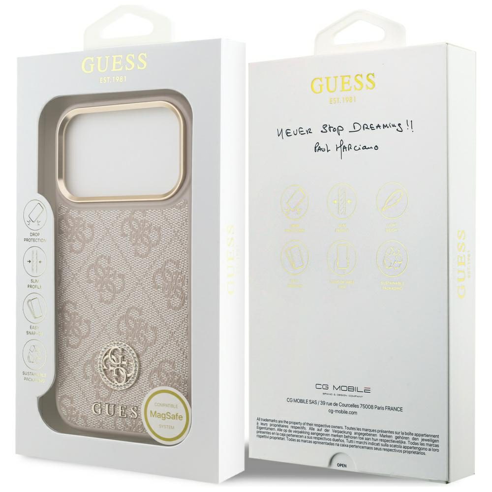 200776_8 Guess 4G Strass Logo MagSafe Case for iPhone 17 Pro - Pinkeng