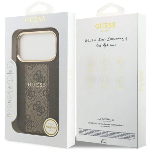 Guess 4G Stripe MagSafe case for iPhone 17 Pro - browneng