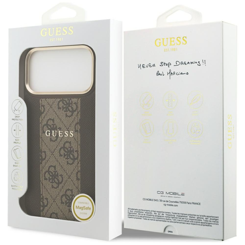 Guess 4G Stripe MagSafe case for iPhone 17 Pro Max - browneng