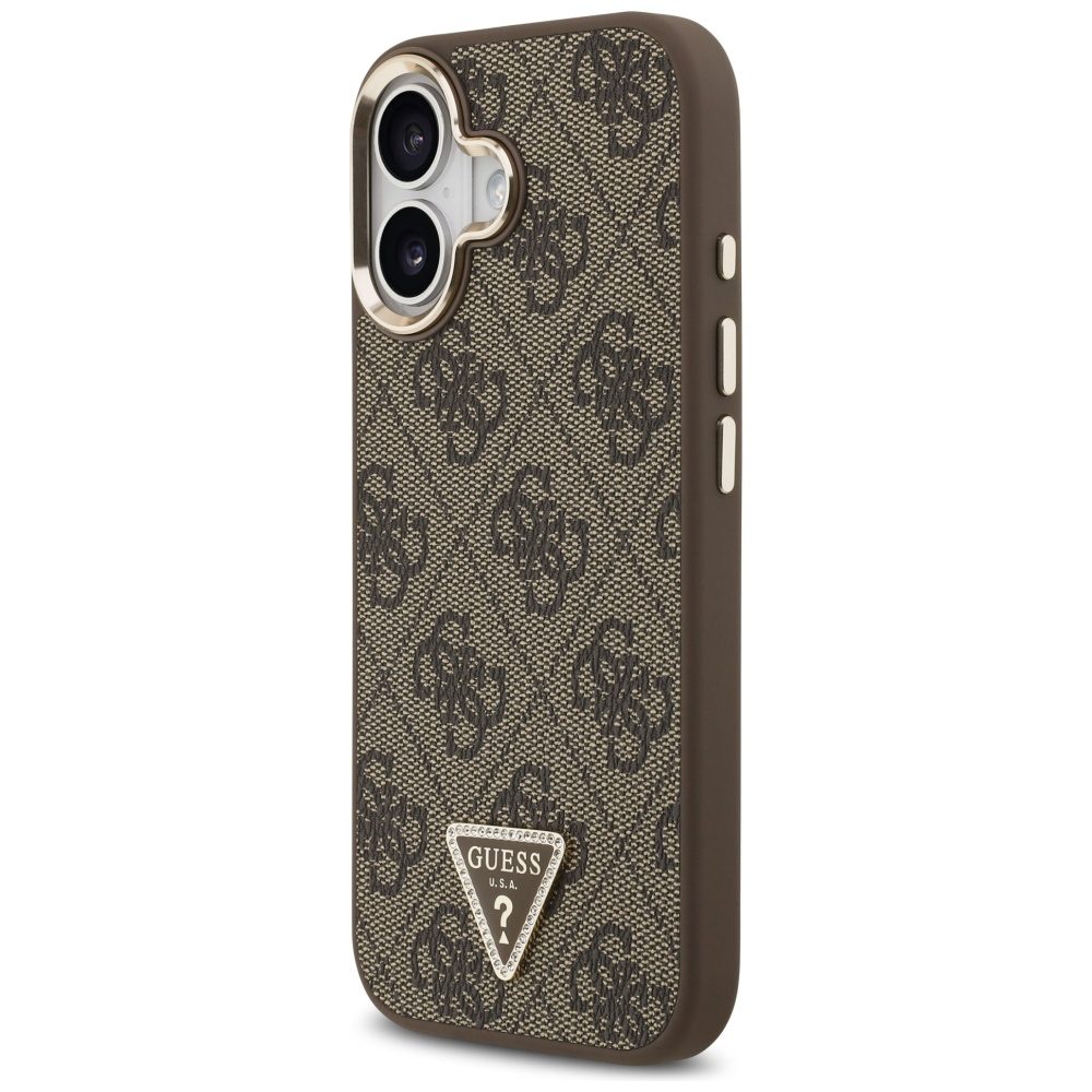 200793_2 Guess 4G Triangle Logo MagSafe Case for iPhone 17 - Brown and Goldeng