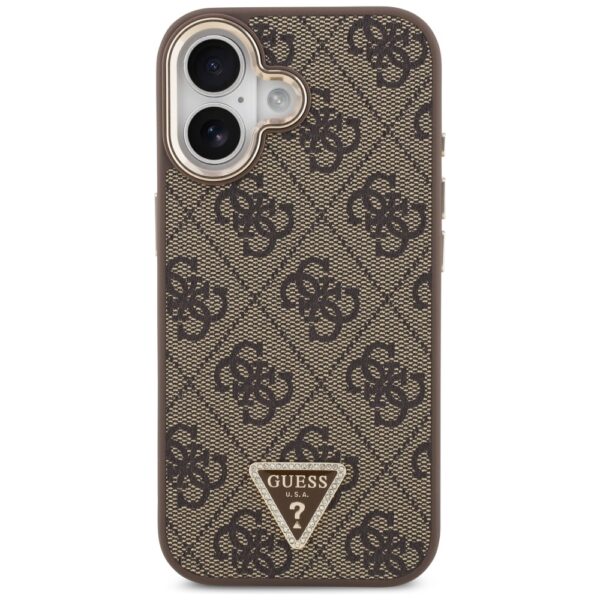 200793_3 Guess 4G Triangle Logo MagSafe Case for iPhone 17 - Brown and Goldeng