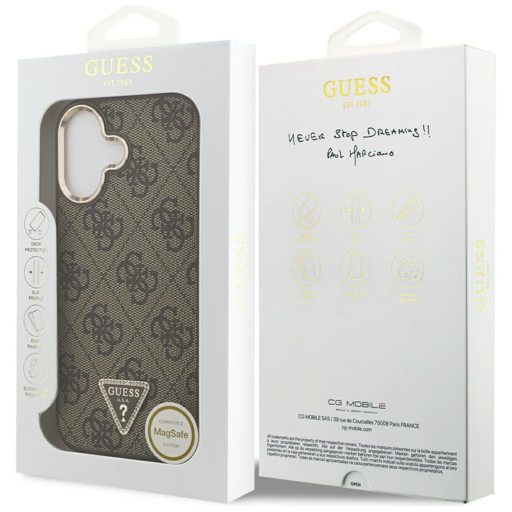 200793_8 Guess 4G Triangle Logo MagSafe Case for iPhone 17 - Brown and Goldeng