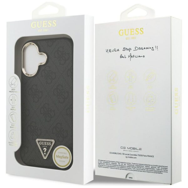 200794_8 Guess 4G Triangle Logo MagSafe Case for iPhone 17 - Black and Goldeng