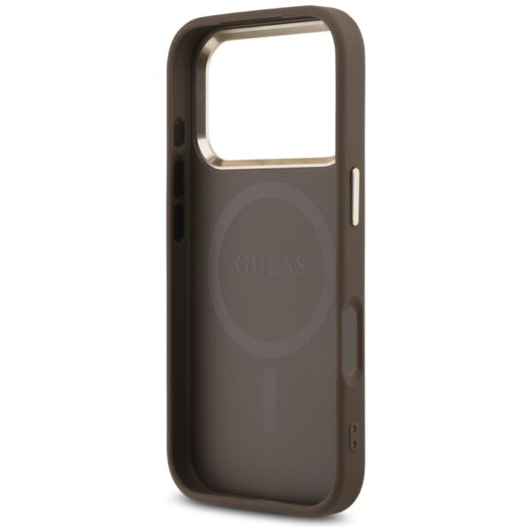 200795_7 Guess 4G Triangle Logo MagSafe Case for iPhone 17 Pro - Brown and Goldeng
