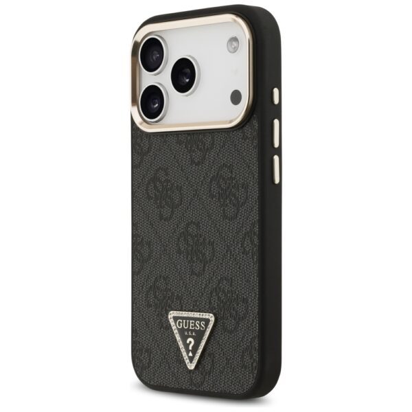 200796_2 Guess 4G Triangle Logo MagSafe Case for iPhone 17 Pro - Black and Goldeng