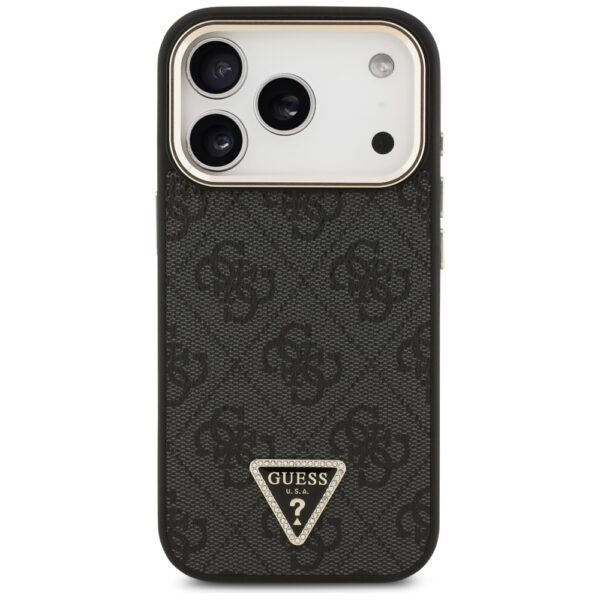 200796_3 Guess 4G Triangle Logo MagSafe Case for iPhone 17 Pro - Black and Goldeng