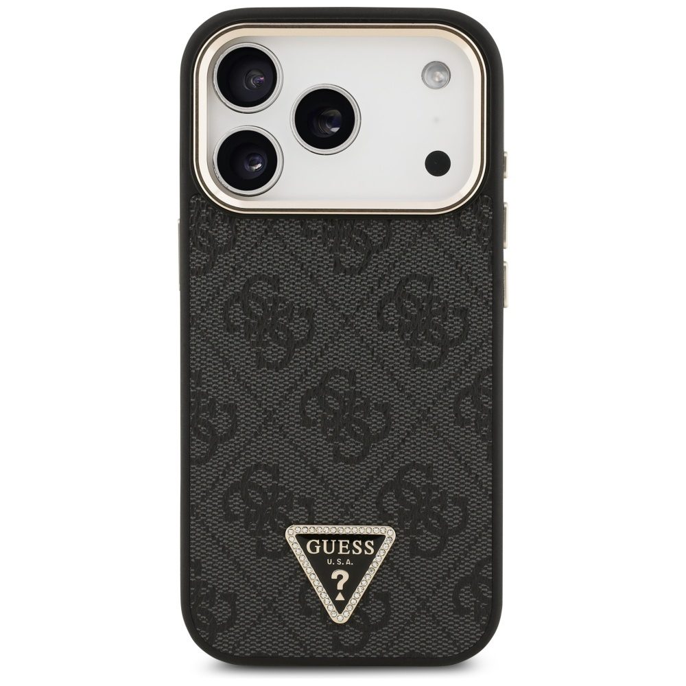 200796_3 Guess 4G Triangle Logo MagSafe Case for iPhone 17 Pro - Black and Goldeng