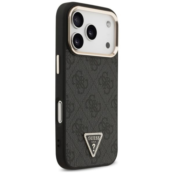 200796_4 Guess 4G Triangle Logo MagSafe Case for iPhone 17 Pro - Black and Goldeng