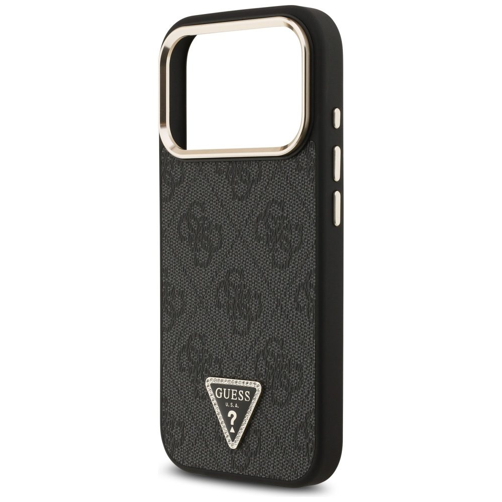 200796_6 Guess 4G Triangle Logo MagSafe Case for iPhone 17 Pro - Black and Goldeng
