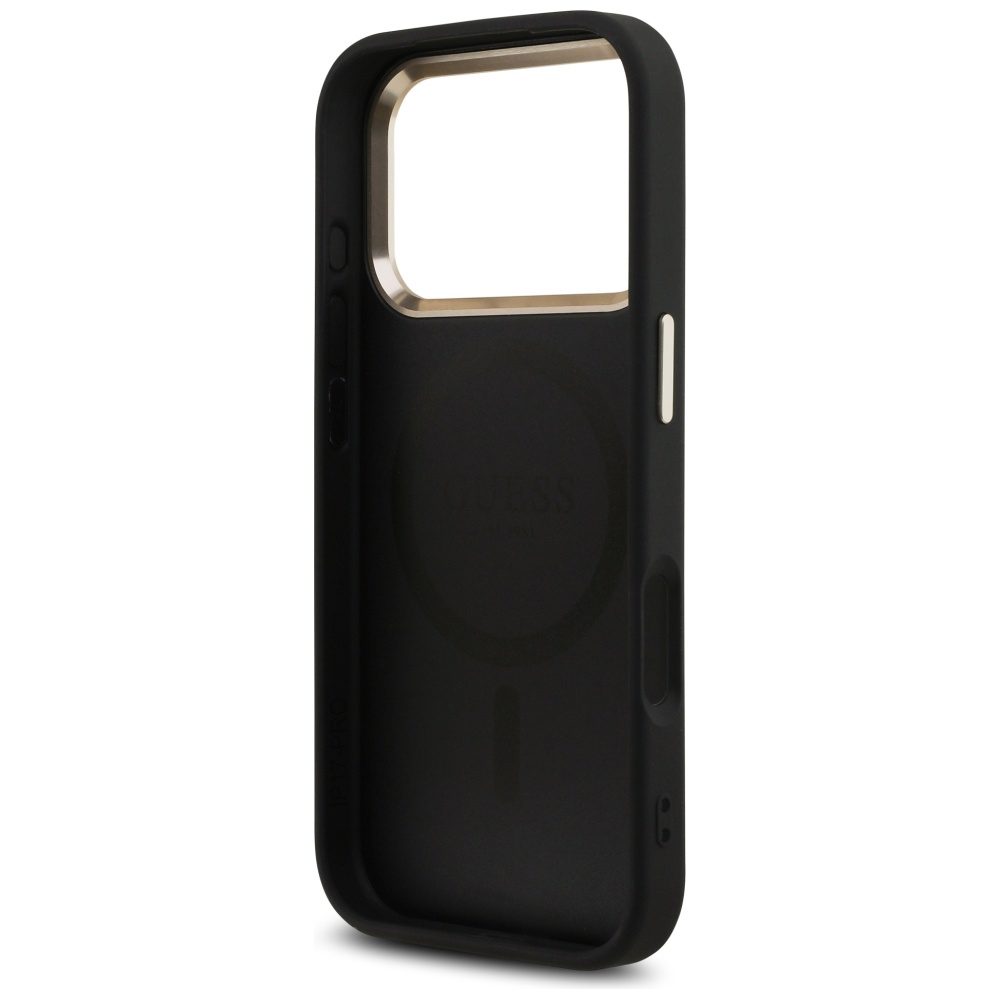200796_7 Guess 4G Triangle Logo MagSafe Case for iPhone 17 Pro - Black and Goldeng