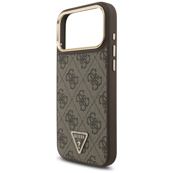 Guess 4G Triangle Logo MagSafe Case for iPhone 17 Pro Max - Brown & Goldeng
