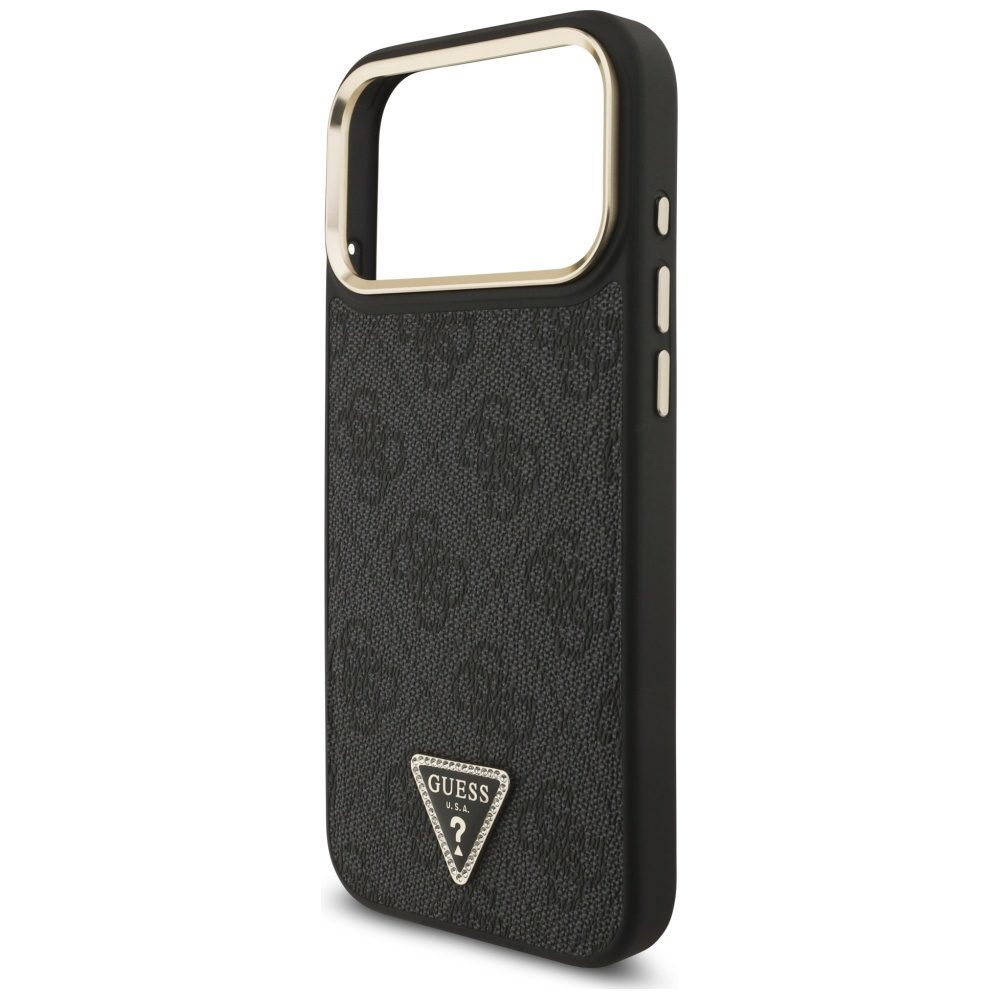 200798_6 Guess 4G Triangle Logo MagSafe Case for iPhone 17 Pro Max - Black and Goldeng