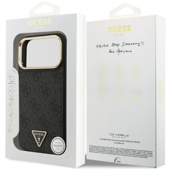 200798_8 Guess 4G Triangle Logo MagSafe Case for iPhone 17 Pro Max - Black and Goldeng