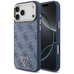 Guess 4G Triangle Logo MagSafe Case for iPhone 17 Pro Max - Blue and Goldeng