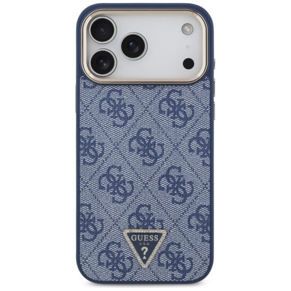 Guess 4G Triangle Logo MagSafe Case for iPhone 17 Pro Max - Blue and Goldeng