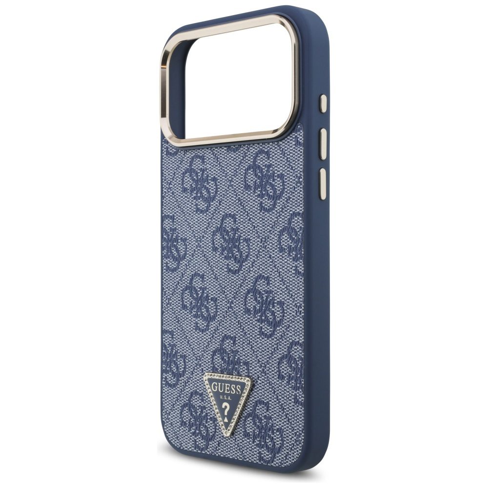 Guess 4G Triangle Logo MagSafe Case for iPhone 17 Pro Max - Blue and Goldeng