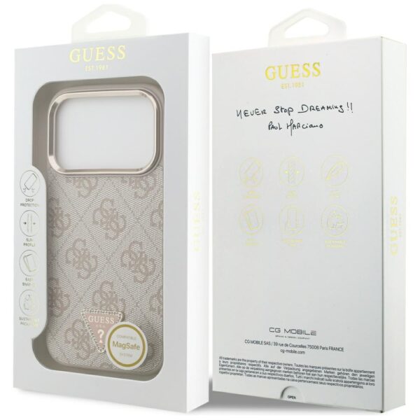200802_8 Guess 4G Triangle Logo MagSafe Case for iPhone 17 Pro - Rose Goldeng