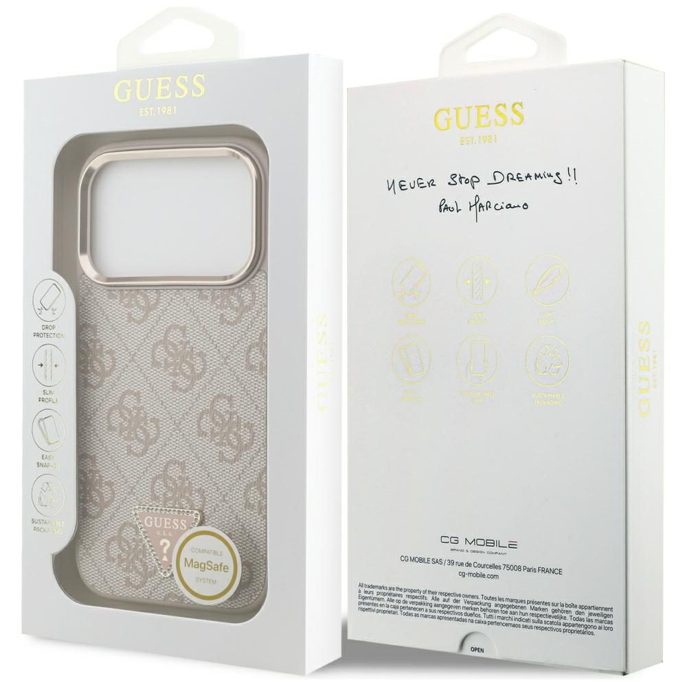 200802_8 Guess 4G Triangle Logo MagSafe Case for iPhone 17 Pro - Rose Goldeng