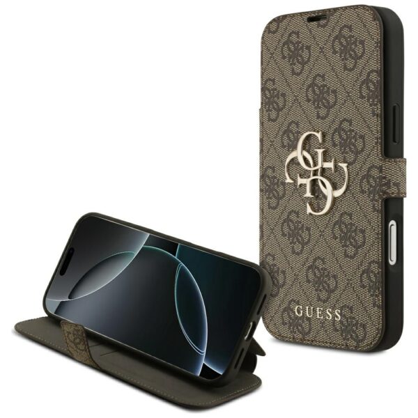 Guess Book 4G Metal Logo Case for iPhone 17 Pro Max - Browneng